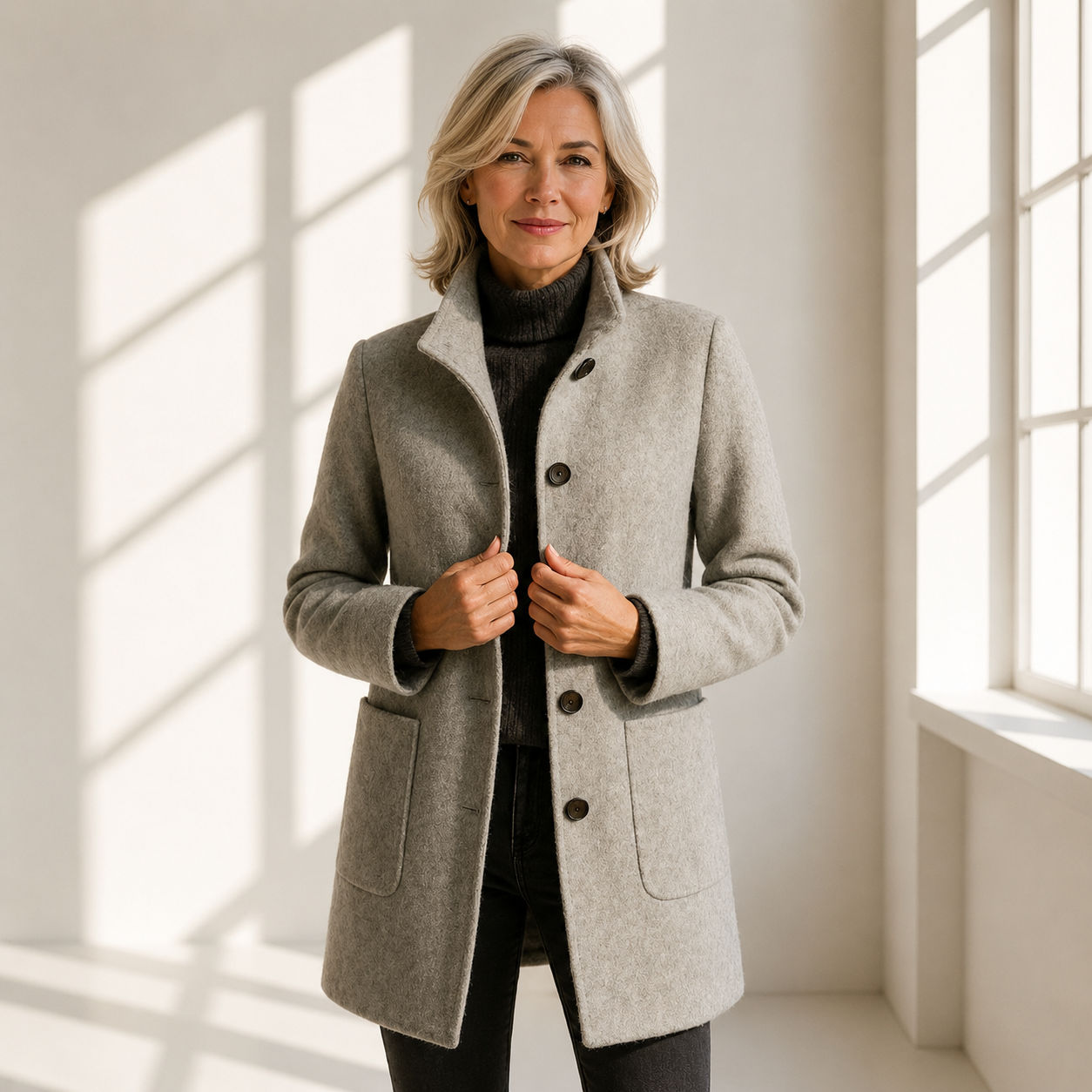 Manteau en Laine Femme Mi-Long Élégant