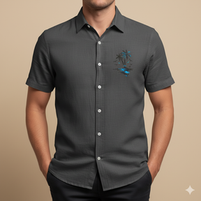 Jetta Chemise d’Été en Lin – Style Plage à Motifs Exotiques