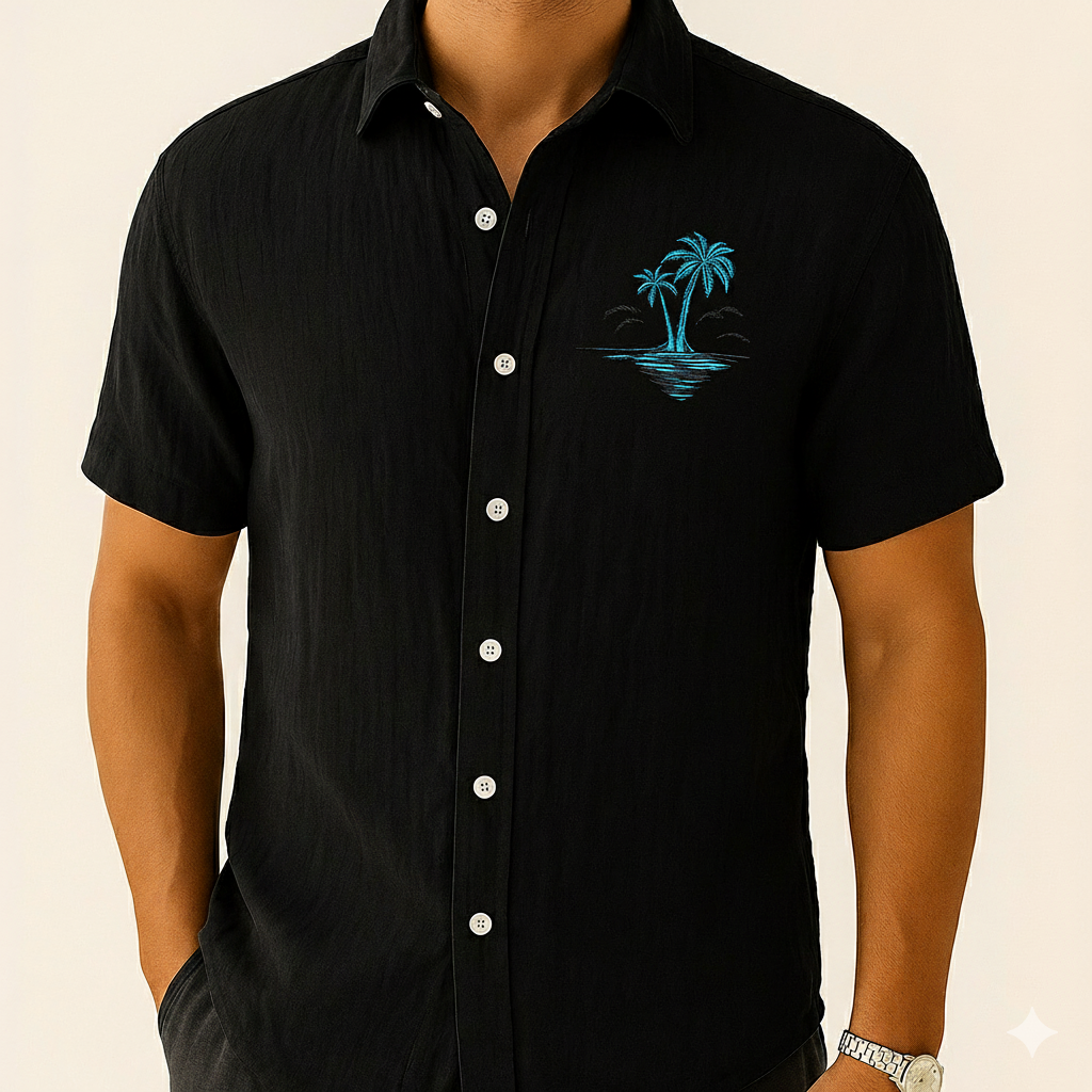 Jetta Chemise d’Été en Lin – Style Plage à Motifs Exotiques