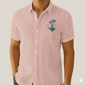Jetta Chemise d’Été en Lin – Style Plage à Motifs Exotiques