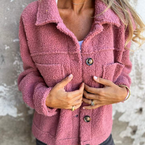 Veste en Fausse Fourrure Femme Douce à Boutons