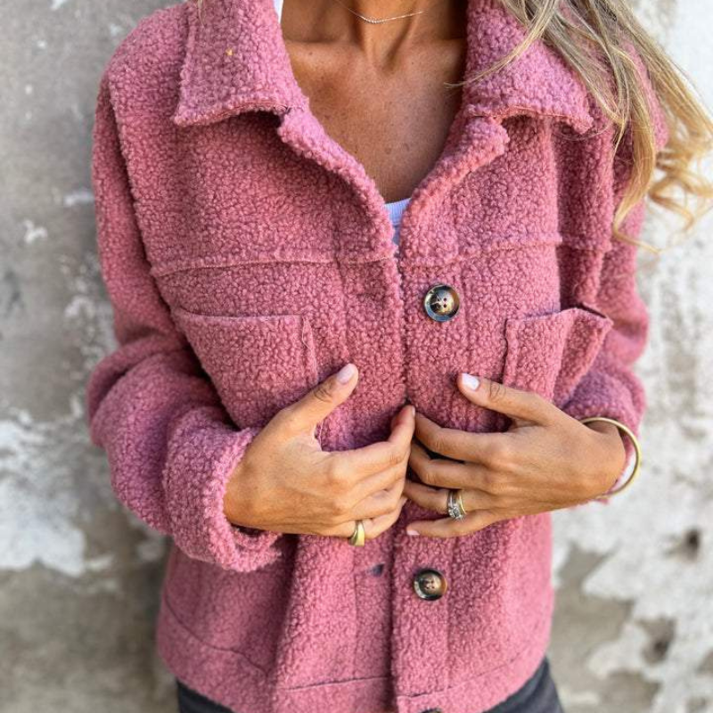 Veste en Fausse Fourrure Femme Douce à Boutons