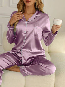 Pyjama Satin Femme Chemise et Pantalon Idée Cadeau