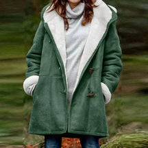 Manteau à Capuche Femme Doublé Polaire Cintré