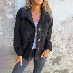 Veste en Fausse Fourrure Femme Douce à Boutons