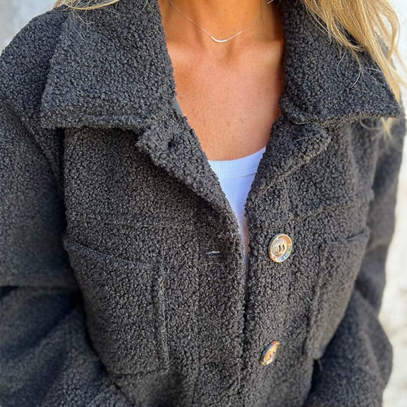 Veste en Fausse Fourrure Femme Douce à Boutons
