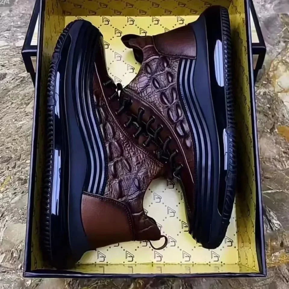 Chaussures de loisirs italiennes en crocodile imprimé avec coussin d'air pour hommes - JettaCroc™ - [BLACK FRIDAY] - [ACHETÉZ 1, RECEVÉZ 2]