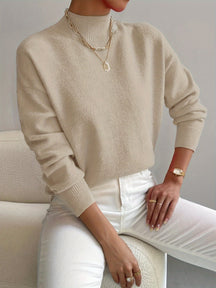 Pull Col Montant Femme Maille Fine Manches Longues