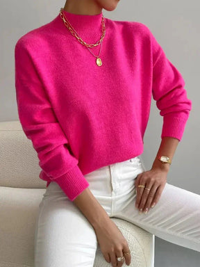 Pull Col Montant Femme Maille Fine Manches Longues