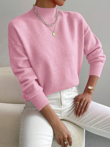 Pull Col Montant Femme Maille Fine Manches Longues
