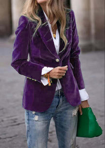 Blazer Velours Femme Boutons Dorés Tenue de Fête